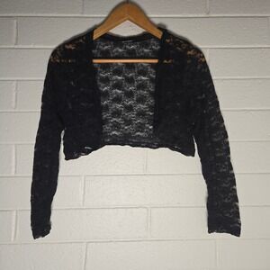 Vtg Stargazer Womens Lace Shrug Bolero Floral Cropped Cardigan Large Goth Alt